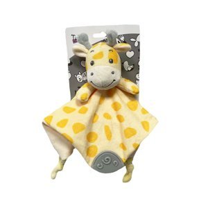 Teddies Žirafa usínáček kousátko plyš 25x25cm žlutá na kartě v sáčku