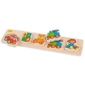Bigjigs Toys Dřevěné široké vkládací puzzle Hračky