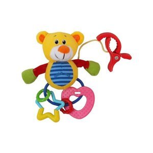 Baby Mix Plyšová hračka s chrastítkem medvěd žlutá