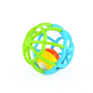 Baby Mix Interaktivní svítící a hrající chrastítko Balónek modré Plast 9,5 cm