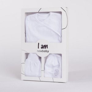 New Baby 3-dílná kojenecká soupravička do porodnice I AM bílá
