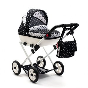 Dětský hluboký kočárek pro panenky New Baby COMFORT bílo-černý