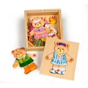 Bigjigs Toys oblékací puzzle v krabičce - Paní Medvědice