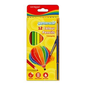 Akvarelové tužky se štětcem KEYROAD, 12 barev