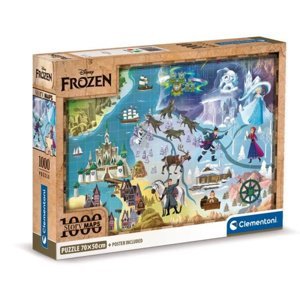 Clementoni Puzzle 1000 dílků Kompaktní Disney Maps Frozen. Frozen 39784