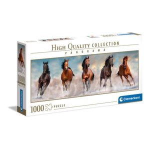 Clementoni Puzzle 1000 dílků panorama koní. Koně cválající