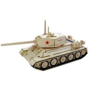 Dřevěné 3D puzzle dřevěná skládačka auta - Tank T-34 P175