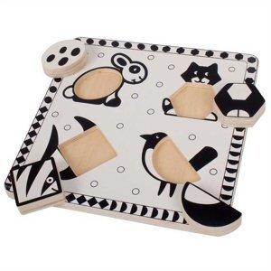 Bigjigs Toys  dřevěné vkládací puzzle -  černobílé tvary