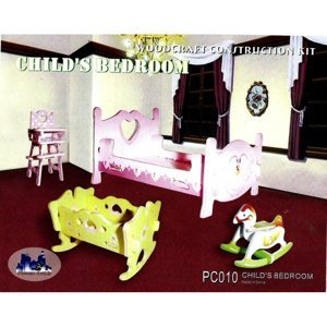 Dřevěná skládačka - Dětský pokoj barevný PC010
