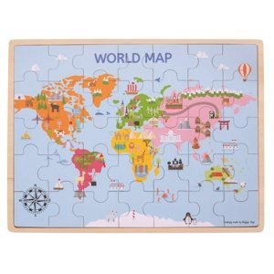 BIGJIGS Dřevěné Mapa světa 35 dílků