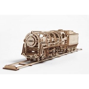 Ugears 3D mechanické puzzle Parní lokomotiva s vagónem 443 ks