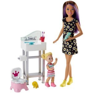 Mattel Barbie Chůva herní set s postýlkou černoška