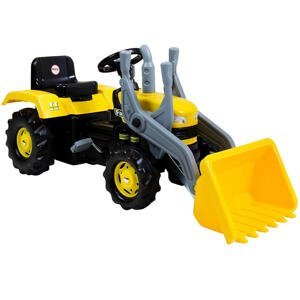DOLU Velký šlapací traktor s rypadlem, žlutý