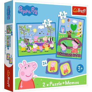 Puzzle 2v1 + poznámky Happy moments Peppa Pig 93331 Trefl