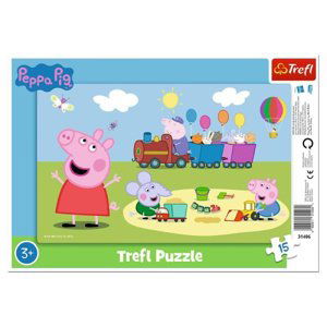 Rámové puzzle 15 dílků Happy Train Peppa Pig 31406 Trefl