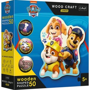 Dřevěné puzzle 50 dílků Funny Paw Patrol PAW PATROL 20240 Trefl