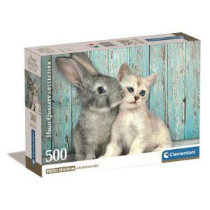 Clementoni Puzzle 500 dílků Kompaktní Cat  Bunny. Kotě a zajíček 35539