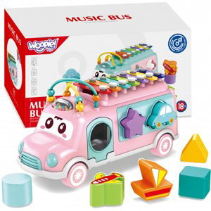 Musical Car Sorter s xylofonem růžový