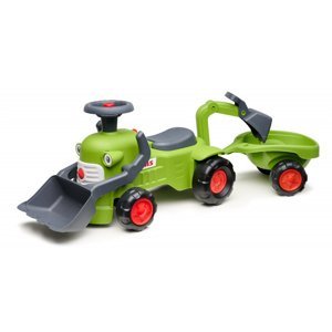 FALK Claas Traktor odrážedlo - Ride-On s přívěsem, nakladačem a lžící