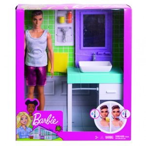 Mattel Barbie Ken s nábytkem a pračkou