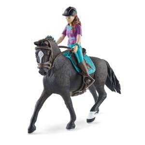 schleich® Horse Club 42541 Hnědovláska Lisa s pohyblivými klouby na koni