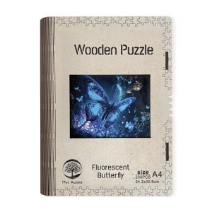 Wooden puzzle Fluorescent Butterfly A4