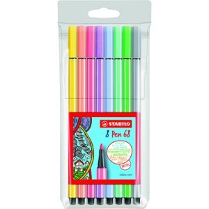 Prémiový vláknový fix - STABILO Pen 68 - 8 ks sada - 8 pastelových barev