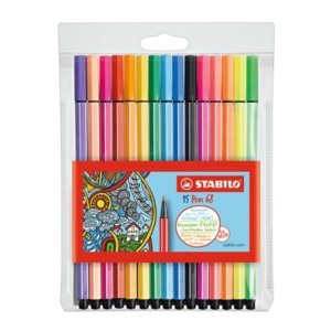 Prémiový vláknový fix - STABILO Pen 68 - 15 ks sada - 15 různých barev včetně 5 neonových