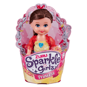 Princezna Sparkle Girlz malá v kornoutku - růžovo-zelené šaty- hnědé vlasy