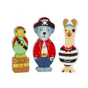 Orange Tree Toys Dřevěné mini puzzle - Zvířecí piráti