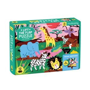 Mudpuppy Puzzle - Lift-the-flap -Safari (12 ks)