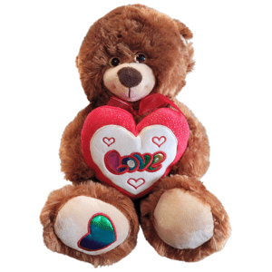 PLYŠÁKOV - Medvěd se srdcem a mašlí  hnědý 30 cm