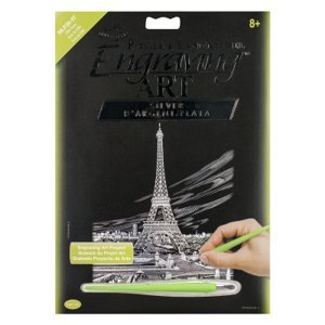 Škrábací obrázek stříbrný - Eiffelova věž