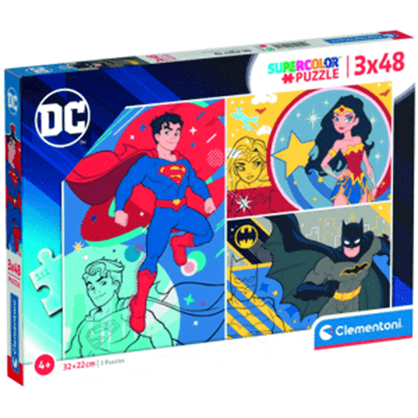 Clementoni - Puzzle 3x48 DC Comics