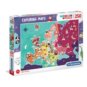 Clementoni - Puzzle Exploring Maps 250 Skvělí líde v Evropě