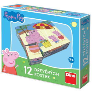 Dino - Dřevěné licenční kostky Peppa Pig 12 kostek