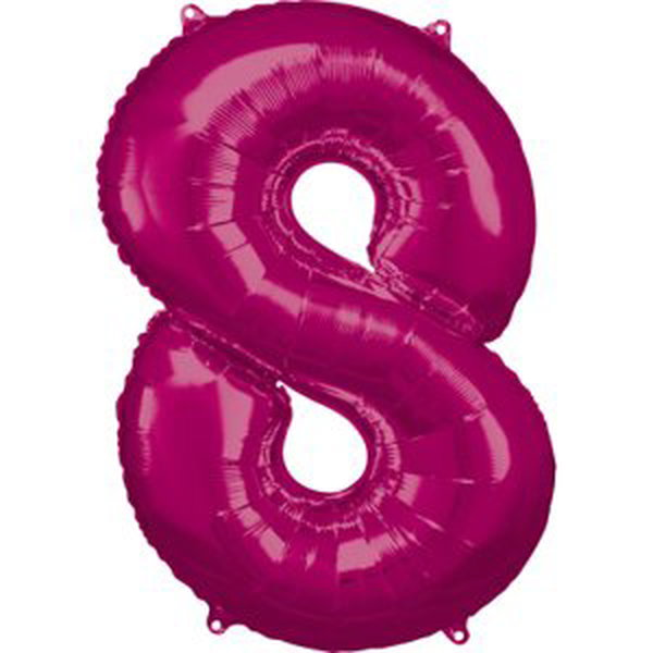 Balónek foliový - číslo 8 - růžové 88 cm