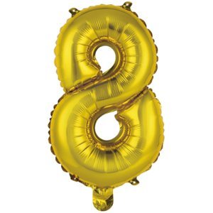 Balónek foliový - číslo mini 8 - zlaté 33 cm