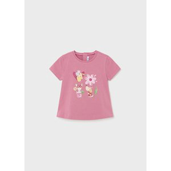 Tričko s krátkým rukávem KVĚTINKA středně růžové BABY Mayoral velikost: 92 (24 měsíců)