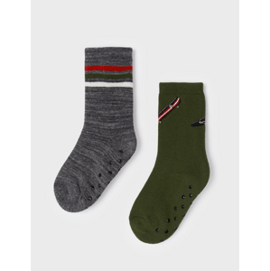 2 pack froté ponožek s protiskluzem SKATE khaki MINI Mayoral velikost: 10 (EU 35-36)