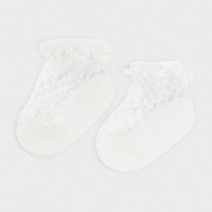 Ponožky s krajkou a volánky bílé BABY Mayoral velikost: 68 (6 měsíců)