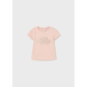 Tričko s krátkým rukávem basic SRDÍČKA světle růžové BABY Mayoral velikost: 74 (9 měsíců)
