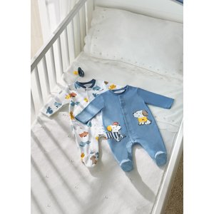 2 pack overalů PEJSKOVÉ modrý NEWBORN Mayoral velikost: 9-12 měsíců