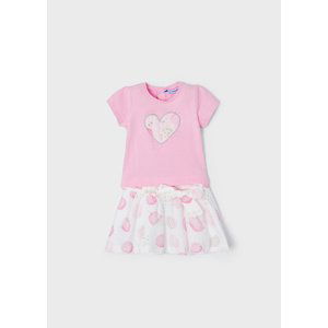 Set trička s krátkým rukávem a sukýnky HEARTS růžový BABY Mayoral velikost: 92 (24 měsíců)