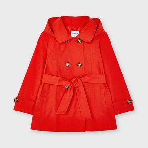 Kabátek s páskem a kapucí červený MINI Mayoral velikost: 134