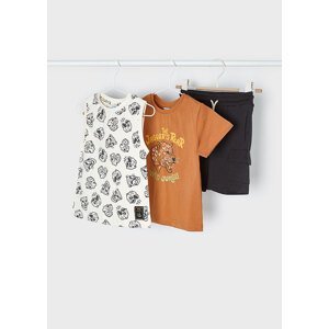 Set trička s krátkým rukávem, tílka a šortek WILD JUNGLE hnědý MINI Mayoral velikost: 116