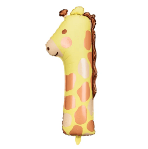PartyDeco Fóliový balónek fóliový číslo 1 žirafa Party Deco