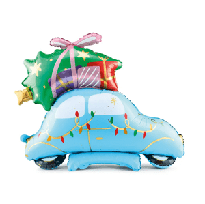 PartyDeco Balónek stojací fóliový Vánoční auto Party Deco