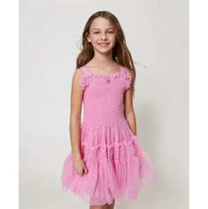 Šaty na ramínka tylové světle růžové Twinset Girl velikost: 5