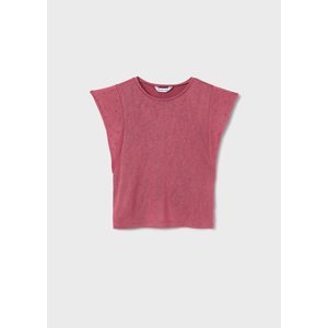 Tričko s krátkým rukávem a cvočky tmavě růžové JUNIOR Mayoral velikost: 152 (12 let)